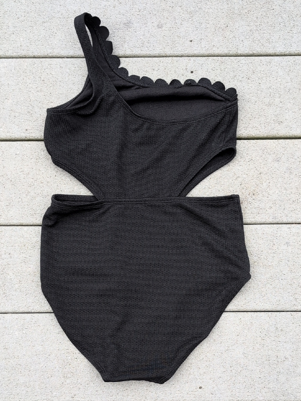 Art Class Scallop Jacquard One Piece Swimsuit | Girls One Shoulder Bathing Suit - Picture 5 of 6